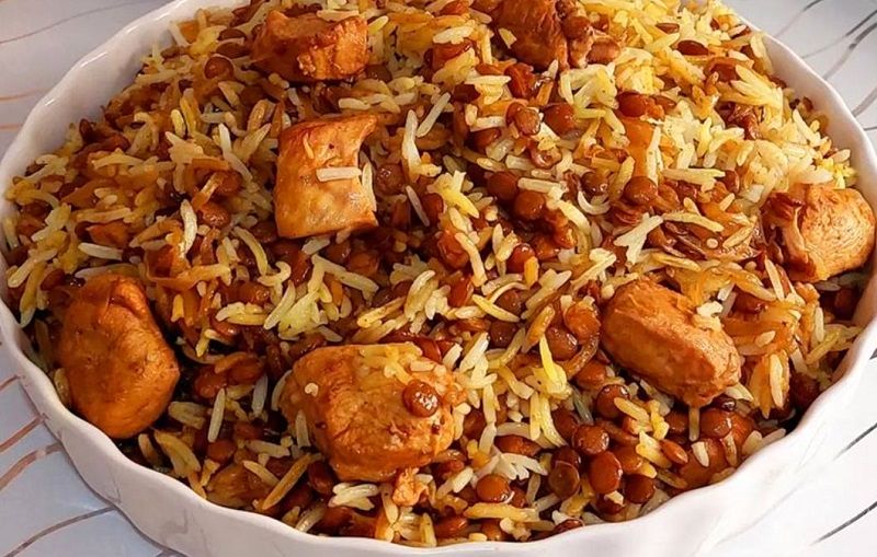 طرز پخت عدس پلو با دستورالعمل ویژه